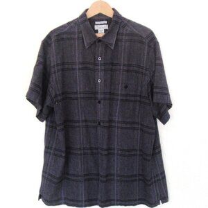 RON CHERESKIN short sleeved casual camp shirt - gray and black - XL